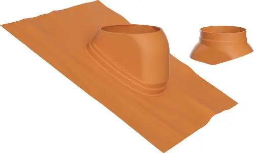 Dachflächenzubehör in rot mit gewölbtem Element und flacher Grundform, möglicherweise von Bosch, zur Integration in ein Dachsystem.